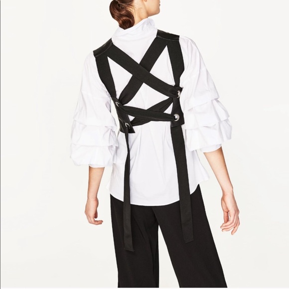 Zara Other - Zara faux leather top with back bow
